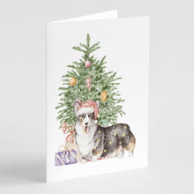 Load image into Gallery viewer, Christmas Pembroke Corgi Tricolor Greeting Cards -  Blank Note Cards – 8-Pack of Artist-Designed Cards with Envelopes