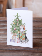 Load image into Gallery viewer, Christmas Bull Terrier Black Greeting Cards -  Blank Note Cards – 8-Pack of Artist-Designed Cards with Envelopes