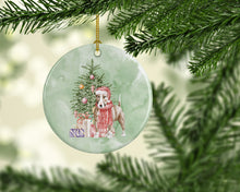 Load image into Gallery viewer, Christmas Bull Terrier Red Ornament - Round Ceramic Ornament – Artist-Designed Keepsake Decoration