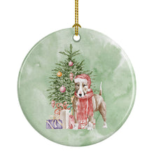 Load image into Gallery viewer, Christmas Bull Terrier Red Ornament - Round Ceramic Ornament – Artist-Designed Keepsake Decoration