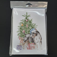 Load image into Gallery viewer, Christmas Bull Terrier Tricolor Greeting Cards -  Blank Note Cards – 8-Pack of Artist-Designed Cards with Envelopes