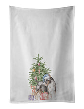Load image into Gallery viewer, Bull Terrier Tricolor Christmas Presents and Tree White Kitchen Towel Set of 2