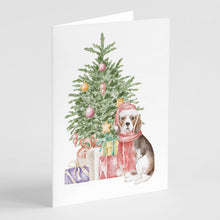 Load image into Gallery viewer, Christmas Beagle Puppy Greeting Cards -  Blank Note Cards – 8-Pack of Artist-Designed Cards with Envelopes
