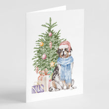 Load image into Gallery viewer, Christmas Australian Shepherd Greeting Cards -  Blank Note Cards – 8-Pack of Artist-Designed Cards with Envelopes