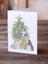 Load image into Gallery viewer, Christmas Australian Shepherd Puppy Greeting Cards -  Blank Note Cards – 8-Pack of Artist-Designed Cards with Envelopes