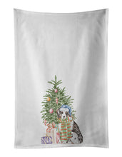 Load image into Gallery viewer, Australian Shepherd Puppy Christmas Presents and Tree White Kitchen Towel Set of 2