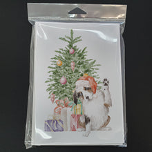 Load image into Gallery viewer, Christmas Australian Shepherd Hi Five Greeting Cards -  Blank Note Cards – 8-Pack of Artist-Designed Cards with Envelopes