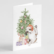 Load image into Gallery viewer, Christmas Australian Shepherd Hi Five Greeting Cards -  Blank Note Cards – 8-Pack of Artist-Designed Cards with Envelopes