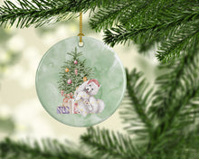 Load image into Gallery viewer, Christmas Samoyed Caught Up Ornament - Round Ceramic Ornament – Artist-Designed Keepsake Decoration