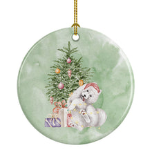Load image into Gallery viewer, Christmas Samoyed Caught Up Ornament - Round Ceramic Ornament – Artist-Designed Keepsake Decoration