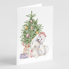 Load image into Gallery viewer, Christmas Samoyed Caught Up Greeting Cards -  Blank Note Cards – 8-Pack of Artist-Designed Cards with Envelopes