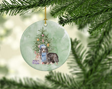 Load image into Gallery viewer, Christmas Dachshund Longhair Black Tan Ornament - Round Ceramic Ornament – Artist-Designed Keepsake Decoration