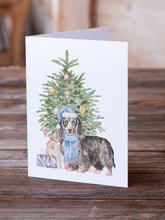 Load image into Gallery viewer, Christmas Dachshund Longhair Black Tan Greeting Cards -  Blank Note Cards – 8-Pack of Artist-Designed Cards with Envelopes