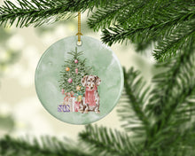Load image into Gallery viewer, Christmas Dachshund Chocolate Piebald Dapple  Ornament - Round Ceramic Ornament – Artist-Designed Keepsake Decoration