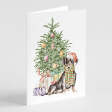 Load image into Gallery viewer, Christmas Dachshund Black Tan Greeting Cards -  Blank Note Cards – 8-Pack of Artist-Designed Cards with Envelopes