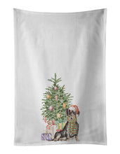 Load image into Gallery viewer, Dachshund Black Tan Christmas Presents and Tree White Kitchen Towel Set of 2