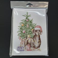 Load image into Gallery viewer, Christmas Dachshund Chocolate Tan Greeting Cards -  Blank Note Cards – 8-Pack of Artist-Designed Cards with Envelopes
