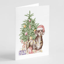 Load image into Gallery viewer, Christmas Dachshund Chocolate Tan Greeting Cards -  Blank Note Cards – 8-Pack of Artist-Designed Cards with Envelopes