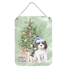 Load image into Gallery viewer, Christmas Cavalier Spaniel Tricolor Puppy Wall or Door Hanging Prints