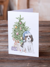 Load image into Gallery viewer, Christmas Cavalier Spaniel Tricolor Puppy Greeting Cards -  Blank Note Cards – 8-Pack of Artist-Designed Cards with Envelopes