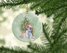 Load image into Gallery viewer, Christmas Cavalier Spaniel Bleheim Ornament - Round Ceramic Ornament – Artist-Designed Keepsake Decoration