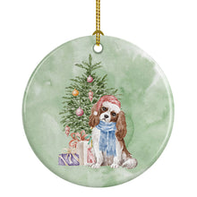 Load image into Gallery viewer, Christmas Cavalier Spaniel Bleheim Ornament - Round Ceramic Ornament – Artist-Designed Keepsake Decoration