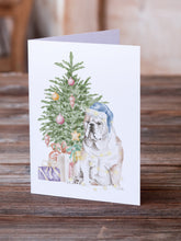 Load image into Gallery viewer, Christmas English Bulldog Greeting Cards -  Blank Note Cards – 8-Pack of Artist-Designed Cards with Envelopes