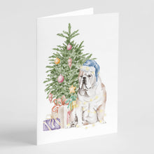 Load image into Gallery viewer, Christmas English Bulldog Greeting Cards -  Blank Note Cards – 8-Pack of Artist-Designed Cards with Envelopes