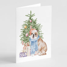 Load image into Gallery viewer, Christmas English Bulldog #2 Greeting Cards -  Blank Note Cards – 8-Pack of Artist-Designed Cards with Envelopes