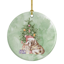 Load image into Gallery viewer, Christmas English Bulldog Puppy Ornament - Round Ceramic Ornament – Artist-Designed Keepsake Decoration