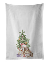 Load image into Gallery viewer, Bulldog, English Bulldog Puppy Christmas Presents and Tree White Kitchen Towel Set of 2