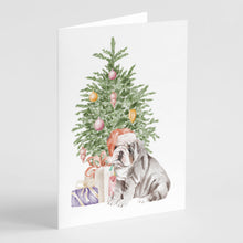 Load image into Gallery viewer, Christmas English Bulldog Puppy #2 Greeting Cards -  Blank Note Cards – 8-Pack of Artist-Designed Cards with Envelopes