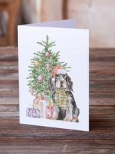Load image into Gallery viewer, Christmas English Cocker Spaniel Black Tan Greeting Cards -  Blank Note Cards – 8-Pack of Artist-Designed Cards with Envelopes