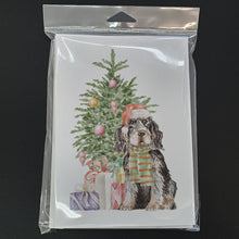 Load image into Gallery viewer, Christmas English Cocker Spaniel Black Tan Greeting Cards -  Blank Note Cards – 8-Pack of Artist-Designed Cards with Envelopes