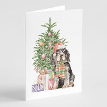 Load image into Gallery viewer, Christmas English Cocker Spaniel Black Tan Greeting Cards -  Blank Note Cards – 8-Pack of Artist-Designed Cards with Envelopes