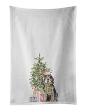 Load image into Gallery viewer, Cocker Spaniel English Black Tan Christmas Presents and Tree White Kitchen Towel Set of 2