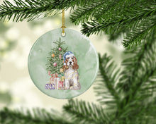 Load image into Gallery viewer, Christmas English Cocker Spaniel Red White Ornament - Round Ceramic Ornament – Artist-Designed Keepsake Decoration