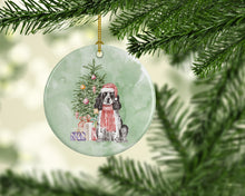 Load image into Gallery viewer, Christmas English Cocker Spaniel Black Parti Ornament - Round Ceramic Ornament – Artist-Designed Keepsake Decoration