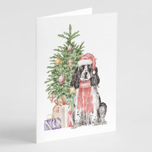 Load image into Gallery viewer, Christmas English Cocker Spaniel Black Parti Greeting Cards -  Blank Note Cards – 8-Pack of Artist-Designed Cards with Envelopes