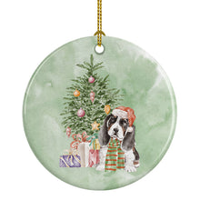 Load image into Gallery viewer, Christmas Basset Hound Puppy Ornament - Round Ceramic Ornament – Artist-Designed Keepsake Decoration