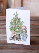 Load image into Gallery viewer, Christmas Basset Hound  Greeting Cards -  Blank Note Cards – 8-Pack of Artist-Designed Cards with Envelopes