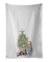Load image into Gallery viewer, Basset Hound Christmas Presents and Tree White Kitchen Towel Set of 2