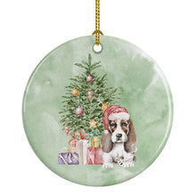 Load image into Gallery viewer, Christmas Basset Hound Puppy #2 Ornament - Round Ceramic Ornament – Artist-Designed Keepsake Decoration