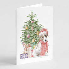 Load image into Gallery viewer, Christmas Jack Russell Terrier Smooth Puppy Greeting Cards -  Blank Note Cards – 8-Pack of Artist-Designed Cards with Envelopes