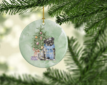 Load image into Gallery viewer, Christmas Black Pug Ornament - Round Ceramic Ornament – Artist-Designed Keepsake Decoration