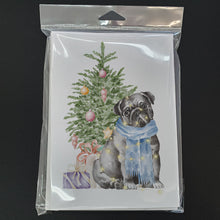 Load image into Gallery viewer, Christmas Black Pug Greeting Cards -  Blank Note Cards – 8-Pack of Artist-Designed Cards with Envelopes