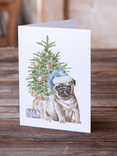 Load image into Gallery viewer, Christmas Fawn Pug Puppy Greeting Cards -  Blank Note Cards – 8-Pack of Artist-Designed Cards with Envelopes