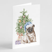 Load image into Gallery viewer, Christmas Fawn Pug Puppy Greeting Cards -  Blank Note Cards – 8-Pack of Artist-Designed Cards with Envelopes