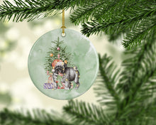 Load image into Gallery viewer, Christmas Black Pug #2 Ornament - Round Ceramic Ornament – Artist-Designed Keepsake Decoration