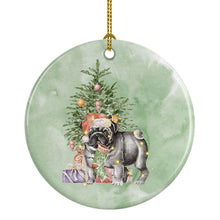Load image into Gallery viewer, Christmas Black Pug #2 Ornament - Round Ceramic Ornament – Artist-Designed Keepsake Decoration